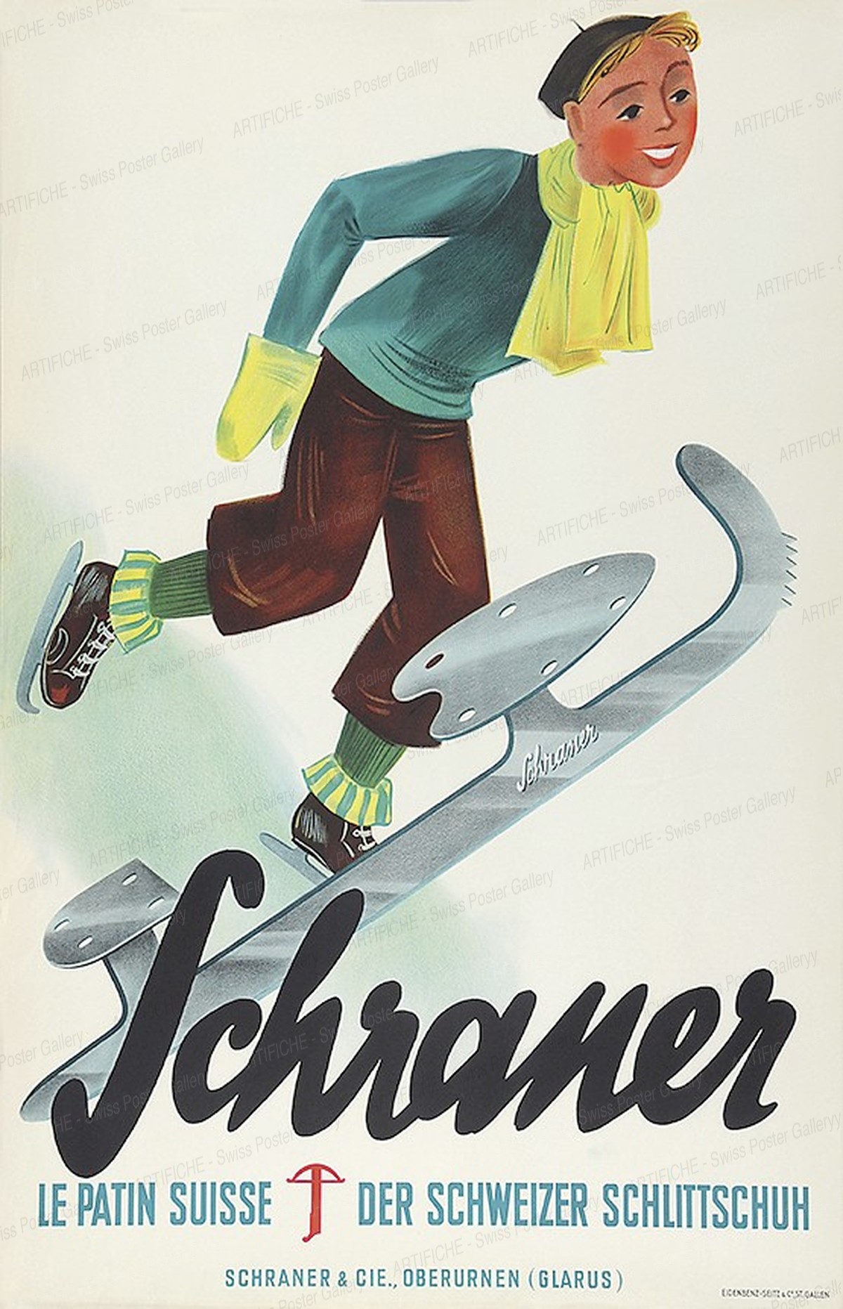 Schraner Ice skates, Artist unknown