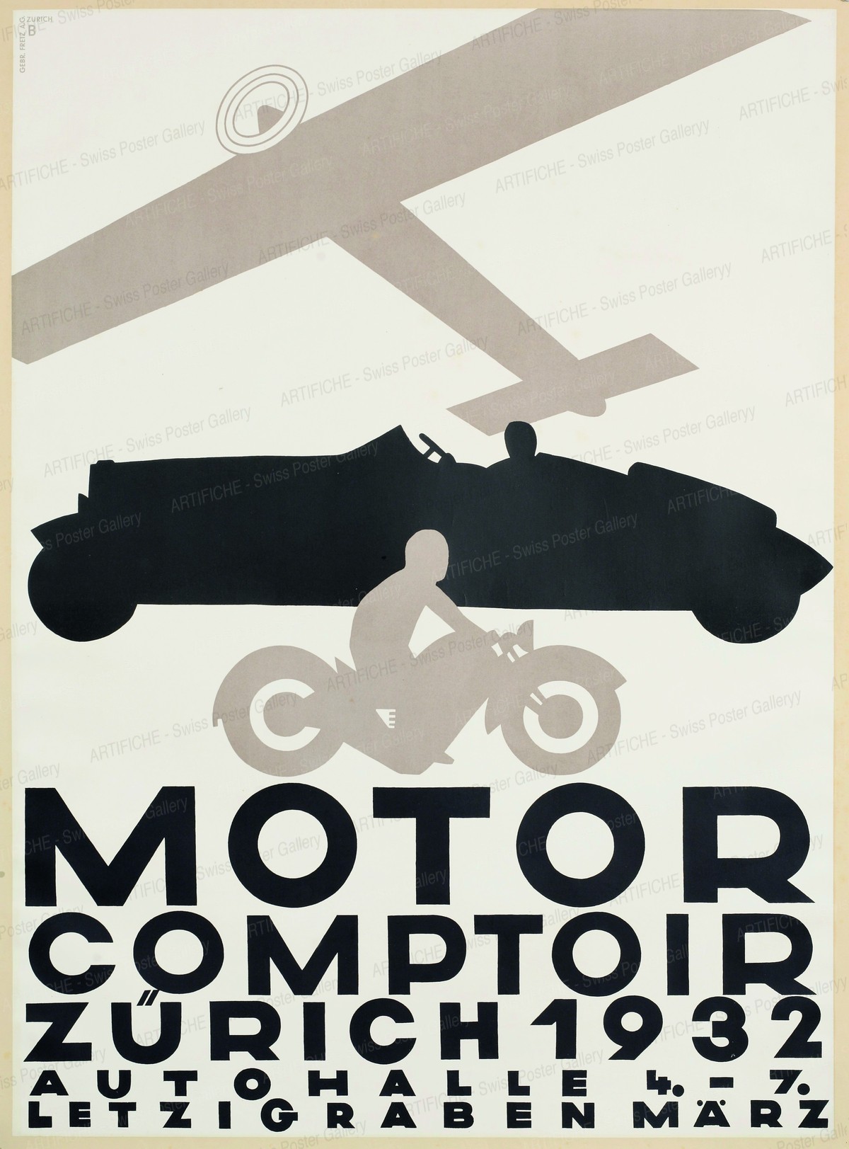 MOTOR COMPTOIR – Zürich 1932 – Autohalle Letzigraben, Otto Baumberger