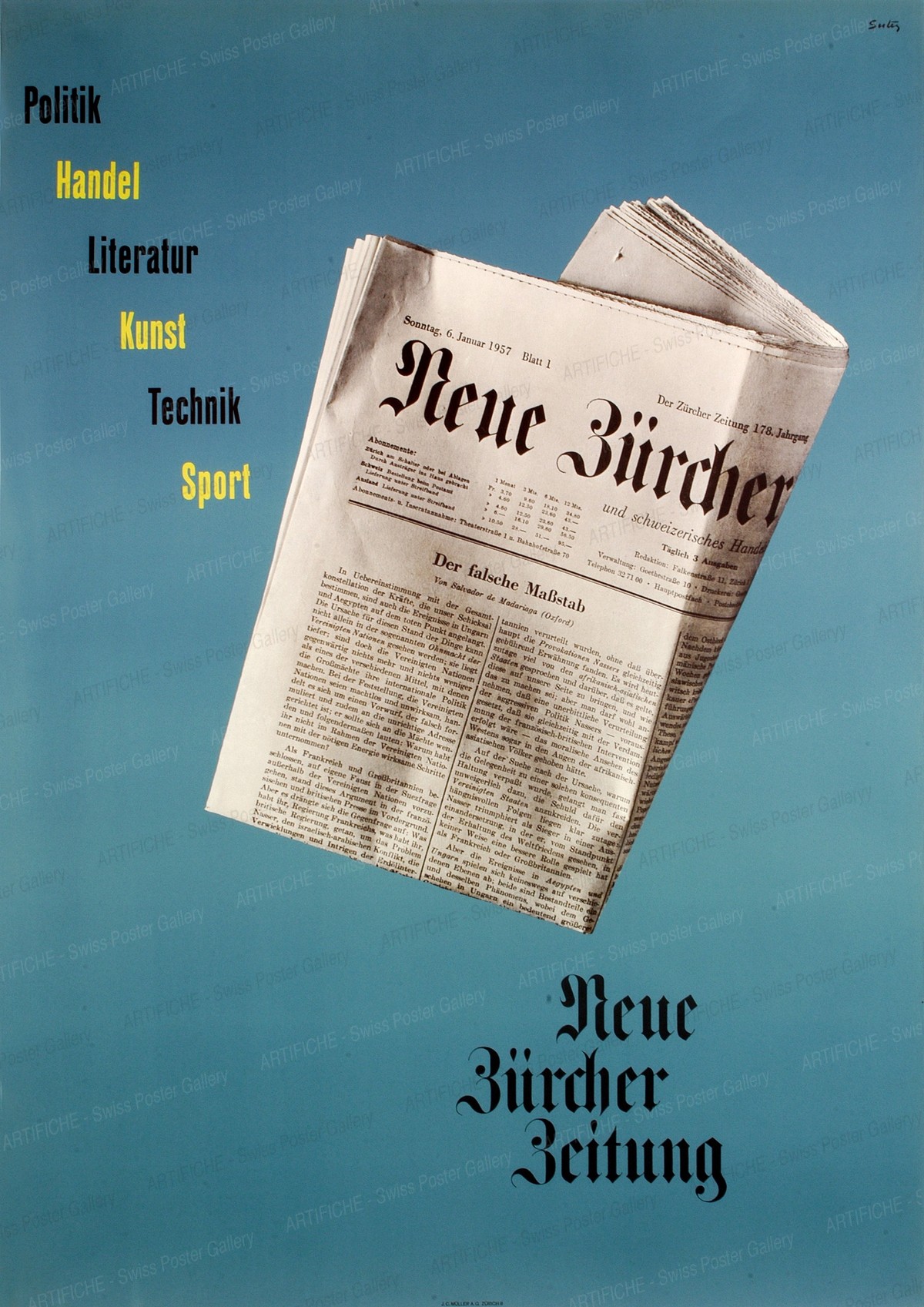Neue Zürcher Zeitung – Politik – Handel – Literatur – Kunst – Technik – Sport, Hermann Suter