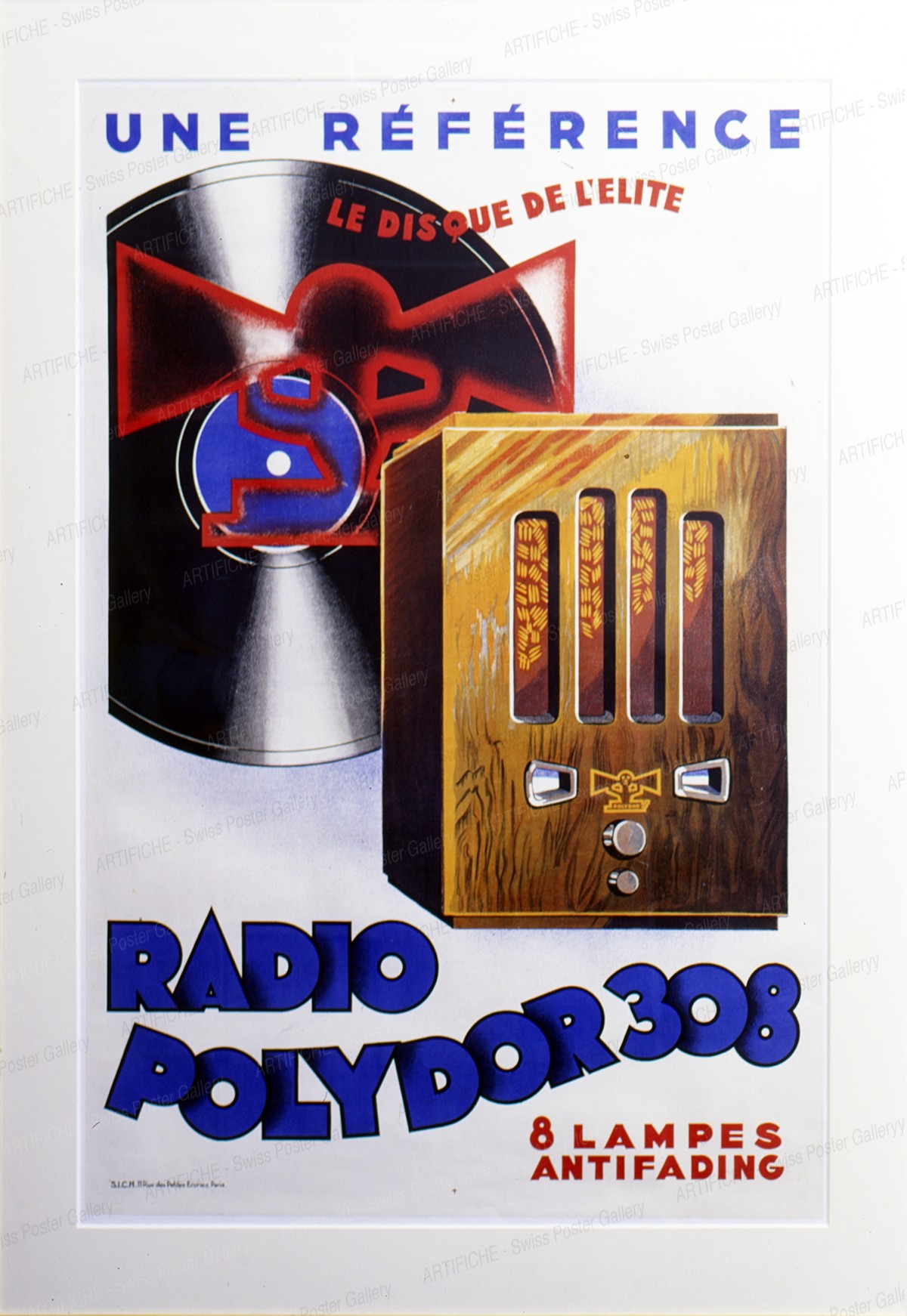 Radio Polydor 308 – Rahmen 4 cm, Licht EG, seitlich schwarz poliert, mit Passepartout, Acrylglas mit UV-Schutz, Rückwand, Endformat 102 x 144 cm, Artist unknown