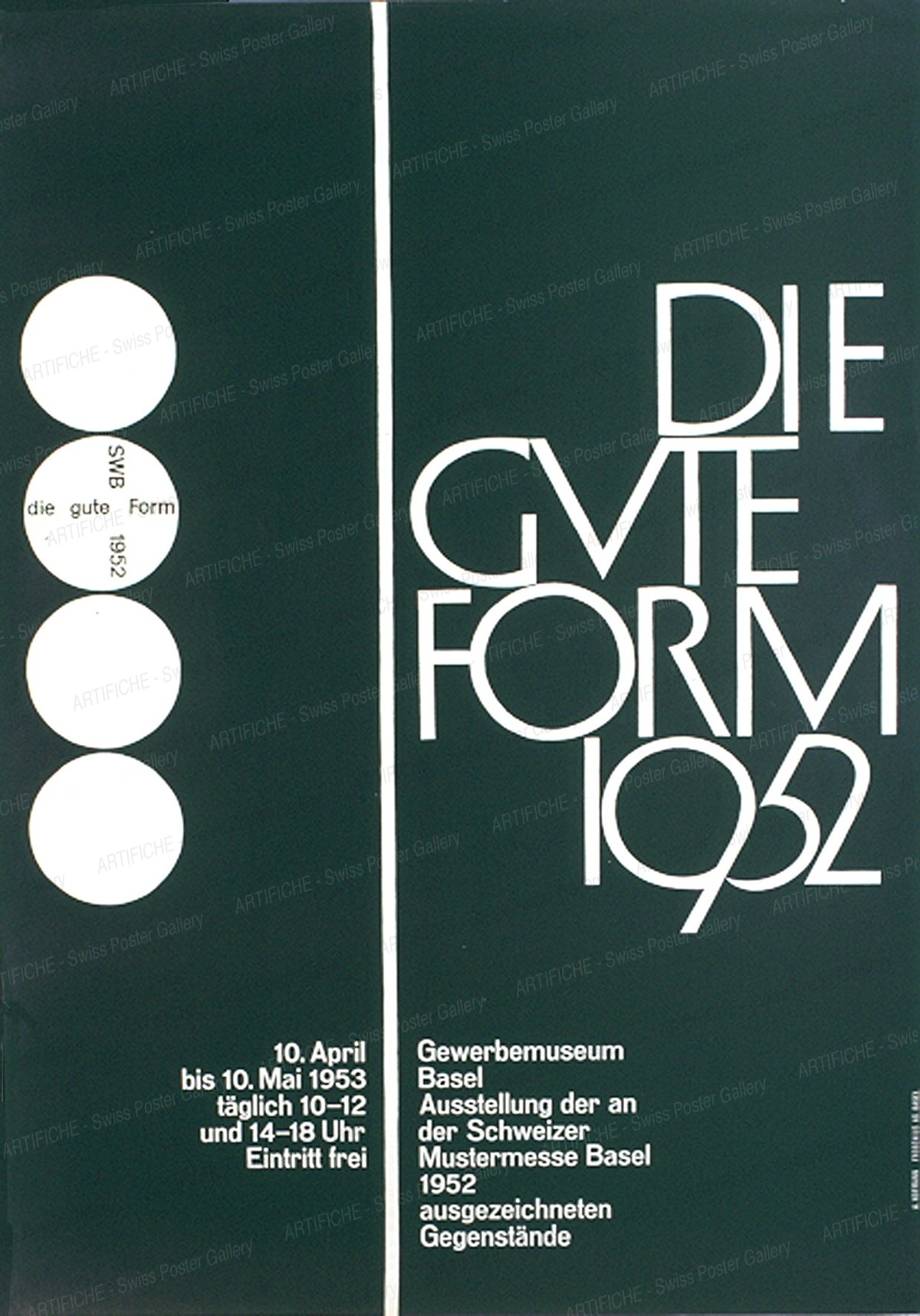 Gewerbemuseum Basel – DIE GUTE FORM 1952, Armin Hofmann