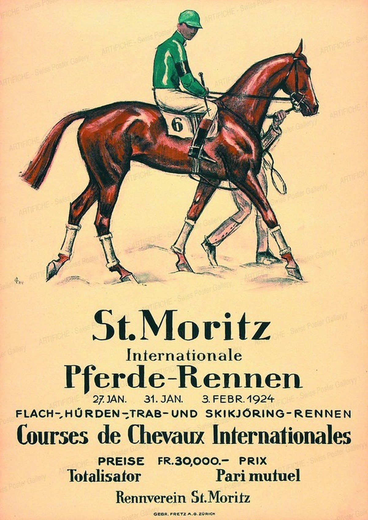 St. Moritz – Pferderennen 1924 – Skikjöring, Hugo Laubi