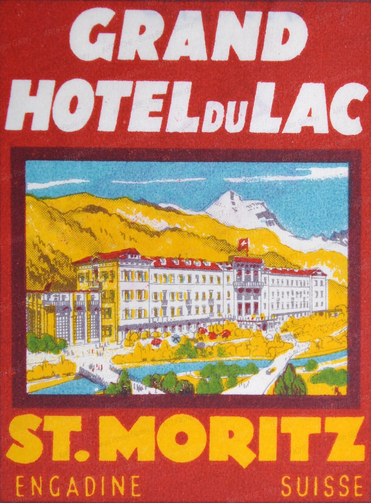 luggage hotel label, mounted; size 19 x 22 cm, Artist unknown
