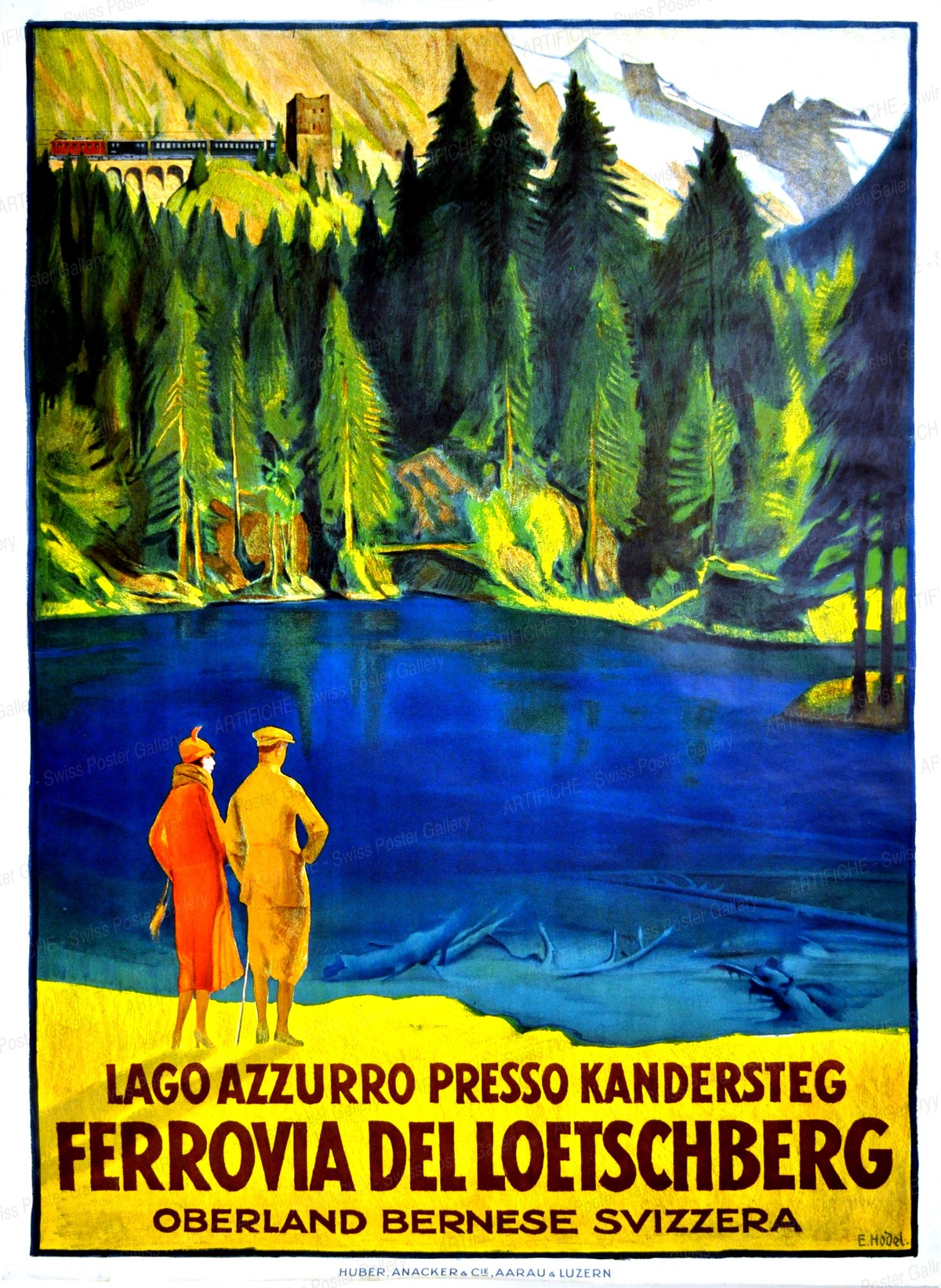Lago azzurro presso Kandersteg – Ferrovia del Loetschberg – Oberland Bernese Svizzera, Ernst Hodel