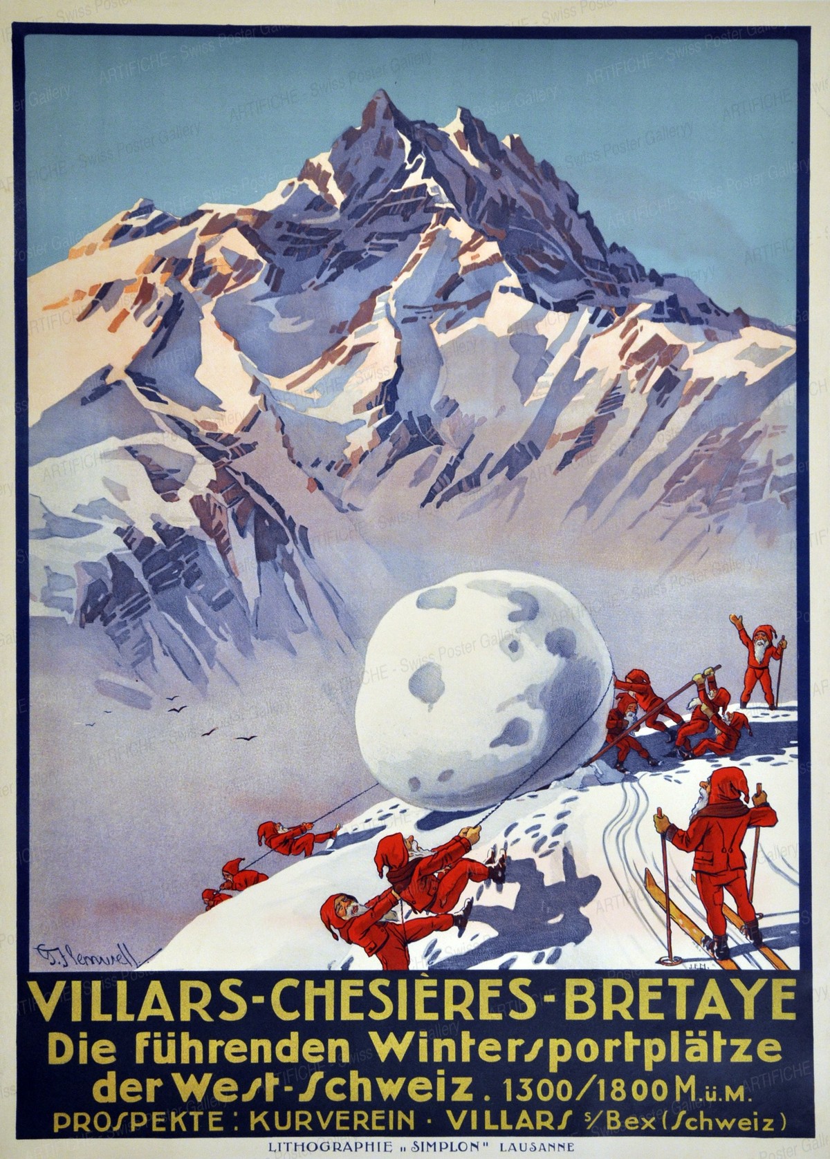 VILLARS – CHESIÈRES – BRETAYE – Die führenden Wintersportplätze der West-Schweiz, George Jckson Flemwell