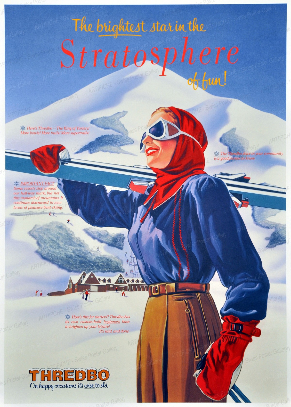 THREDBO – on happy occasions, it’s wise to ski., Artist unknown