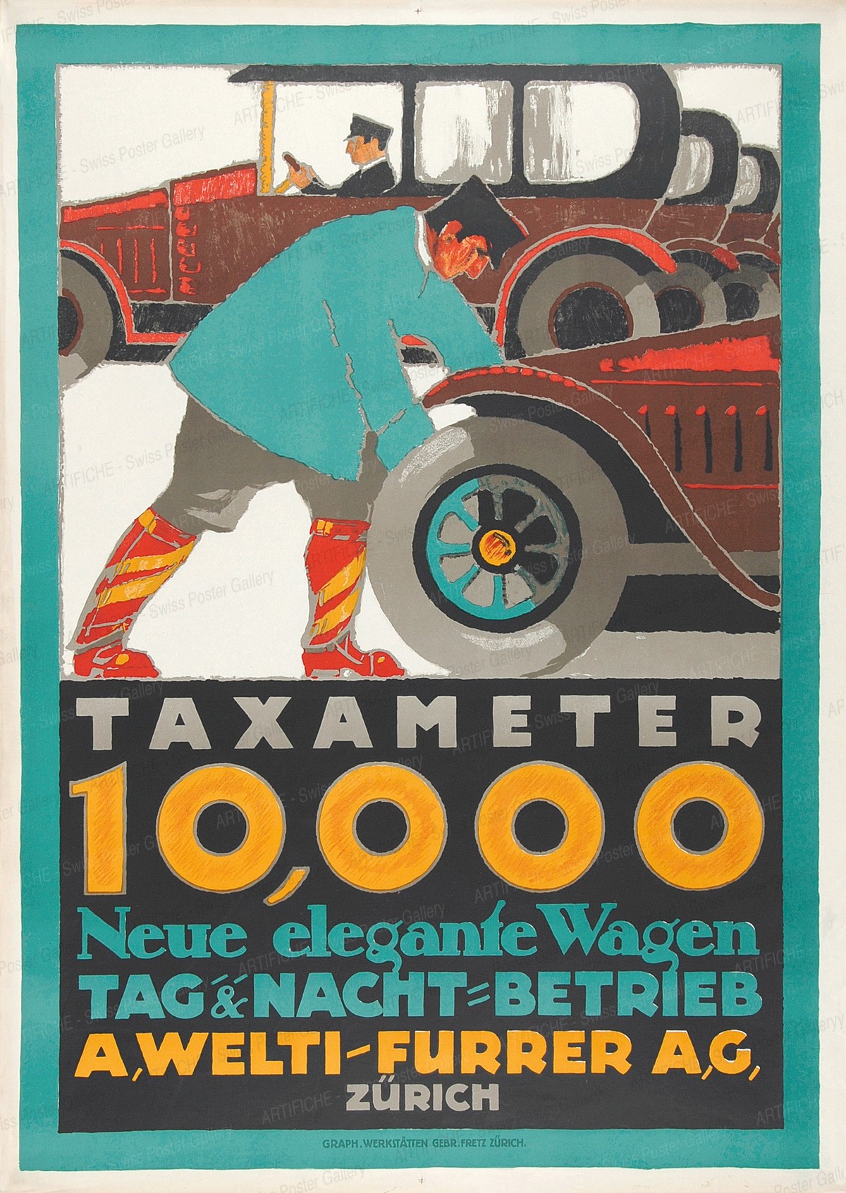 Taximeter – 10,000 – New elegant cars – A. Welti-Furrer Zurich, de Praetere Jules