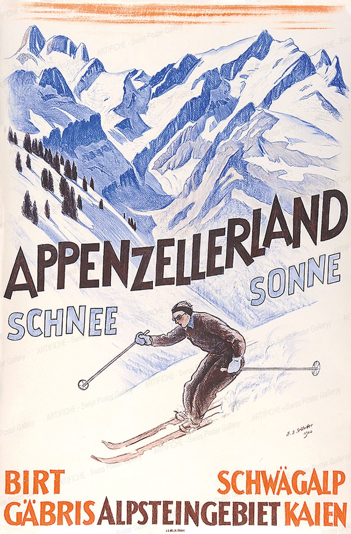 Appenzellerland – Schnee – Sonne – Schwägalp Alpsteingebiet, Ernst Emil Schlatter