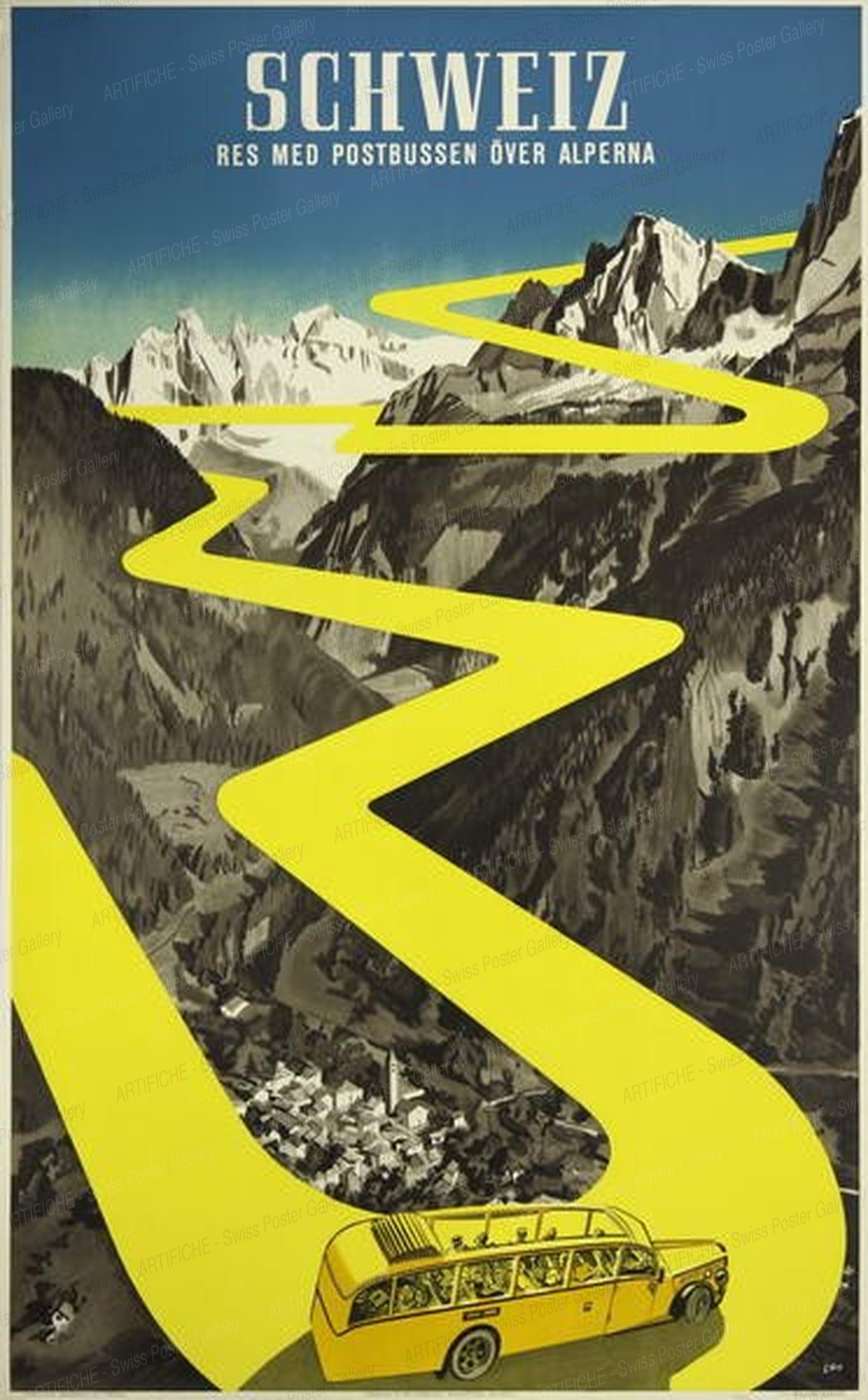 Schweiz – Res med postbussen över Alperna, Herbert Berthold Libiszewski