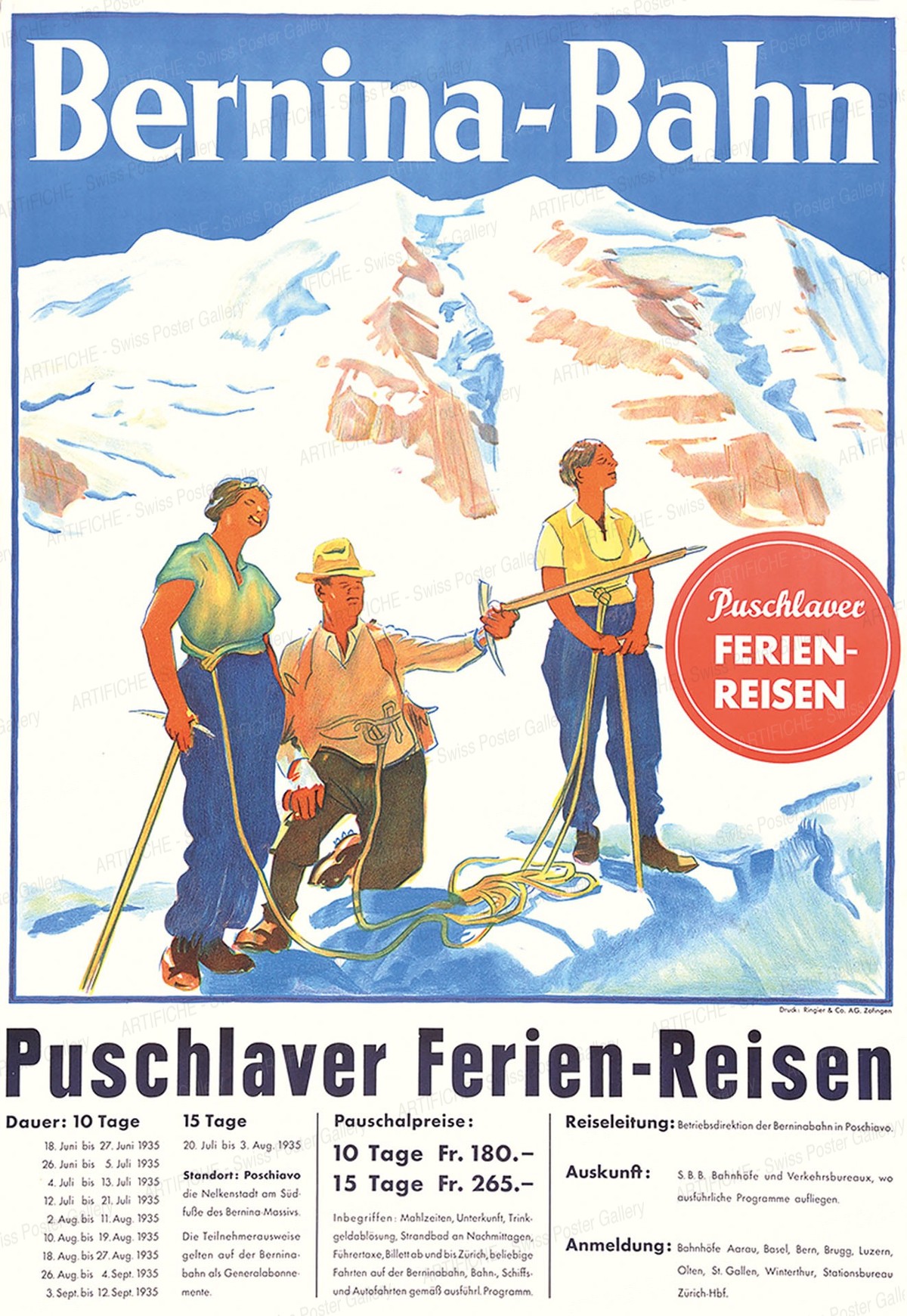 Bernina-Bahn – Puschlaver-Ferien-Reisen, Artist unknown