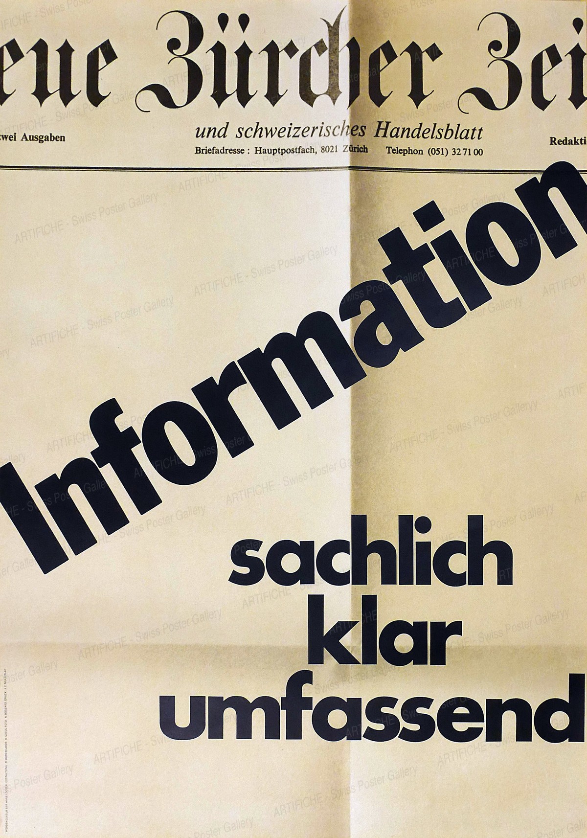 Neue Zürcher Zeitung – Information sachlich klar umfassend, Hans Looser