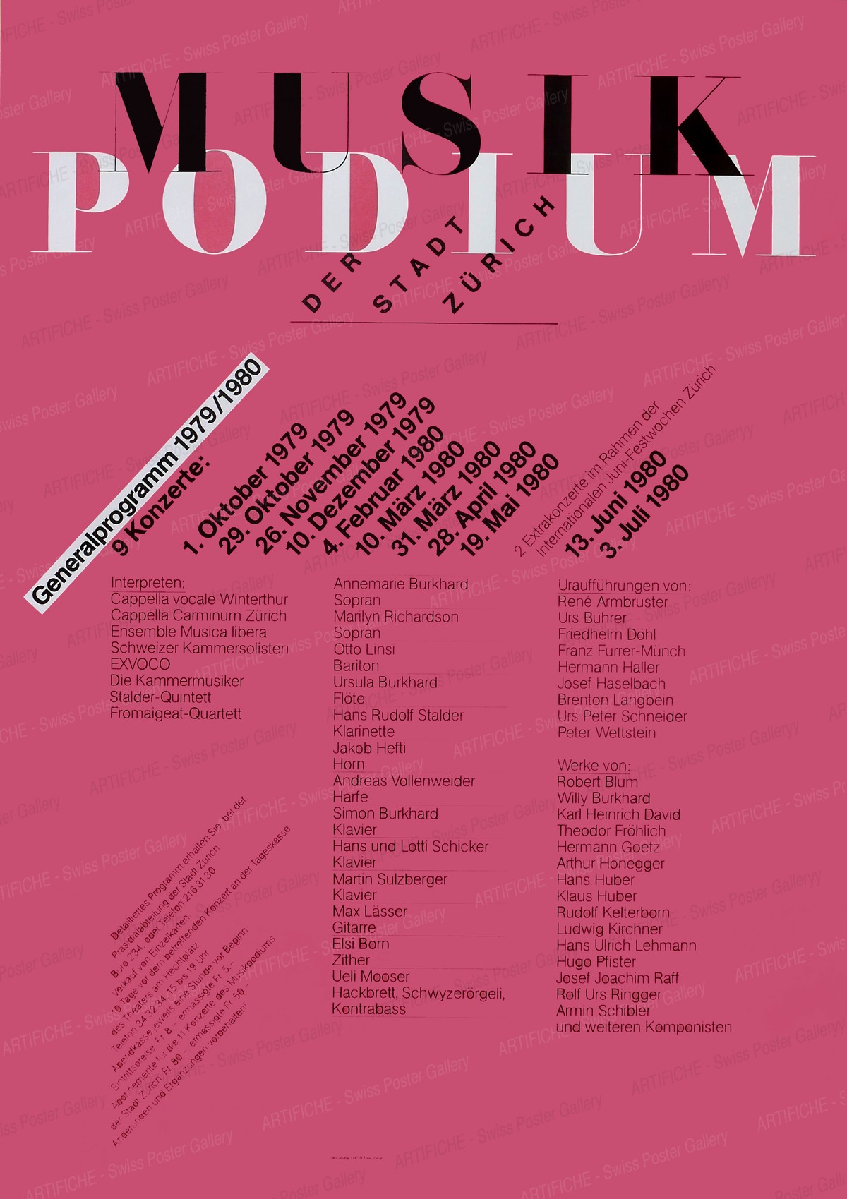 Musik Podium der Stadt Zürich – Generalprogramm 1979 / 1980, Odermatt, Siegfried / Tissi, Rosmarie