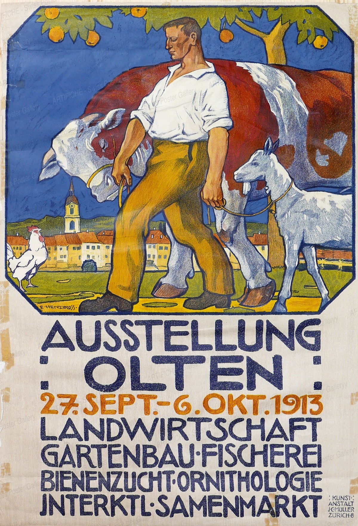 Ausstellung Olten – Landwirtschaft – Gartenbau – Bienenzucht – Fischerei – Ornithologie – 1913, Henziross E.