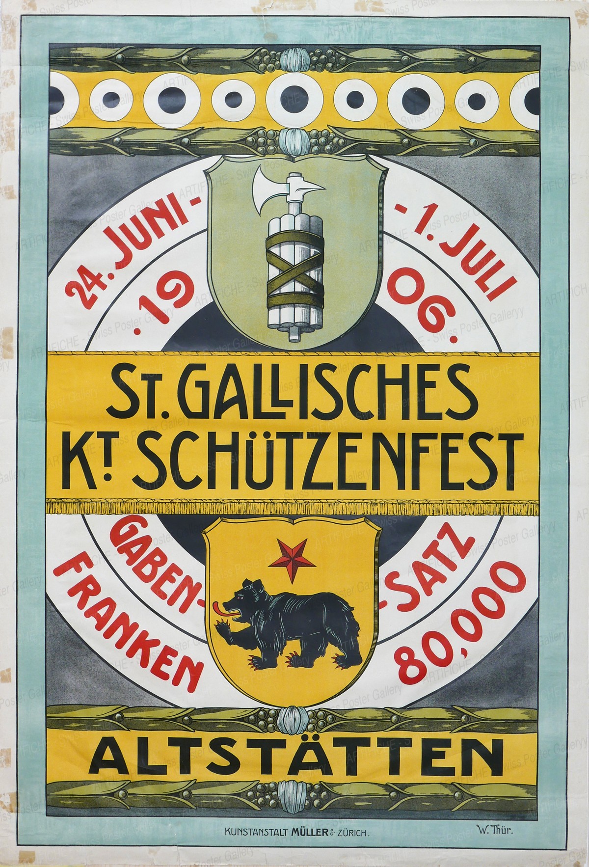 St. Gallisches Kantonales Schützenfest 1906 in Altstätten, W. Thür