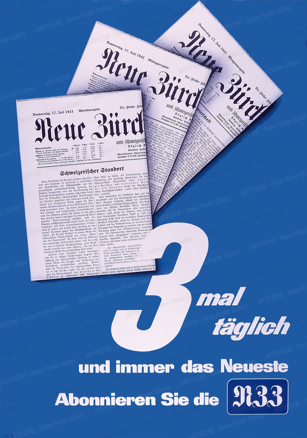 NZZ – The new Zurich Times, Artist unknown