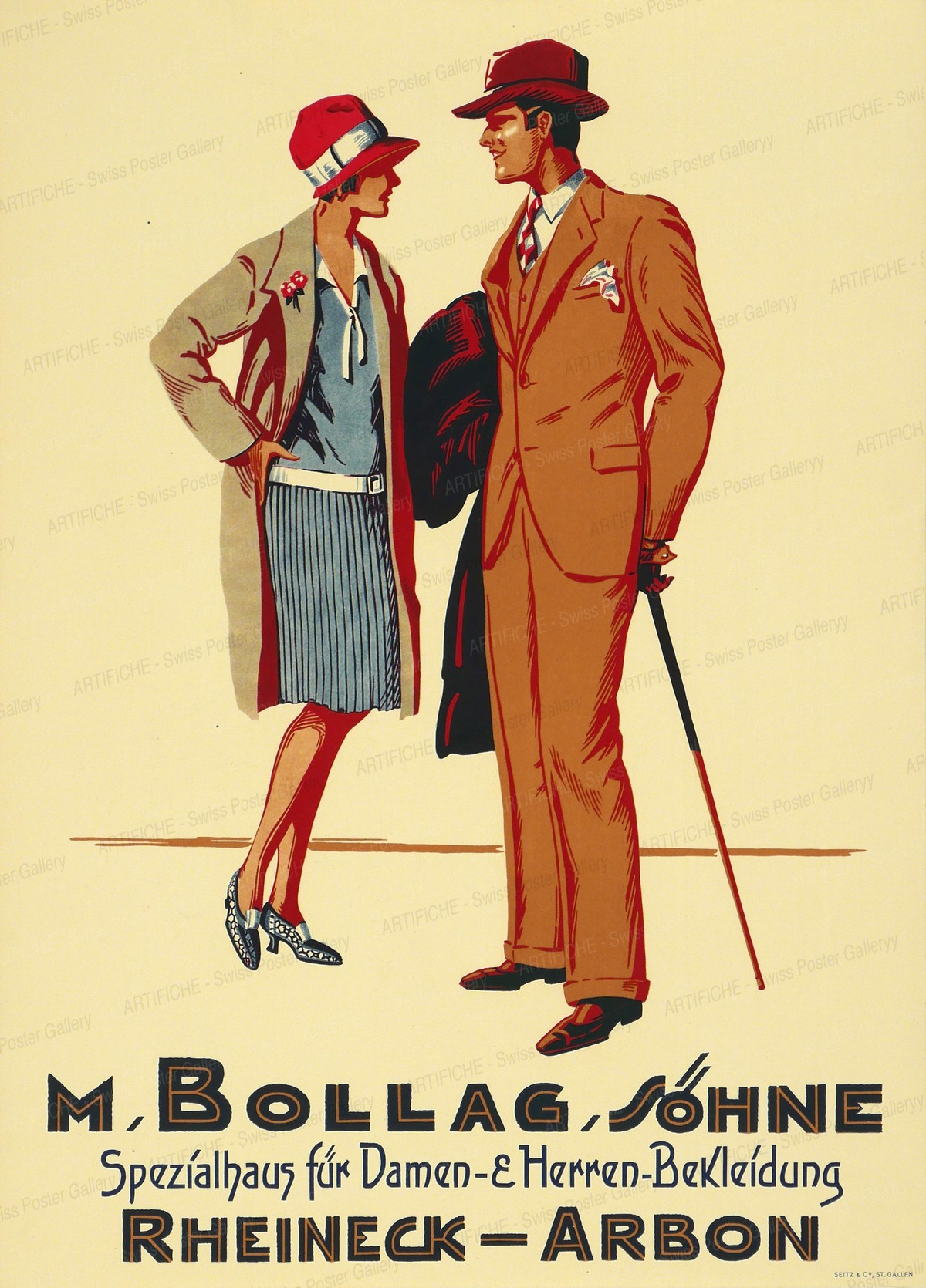 M. Bollag sons – women’s and men’s clothing Rheineck-Arbon, Artist unknown