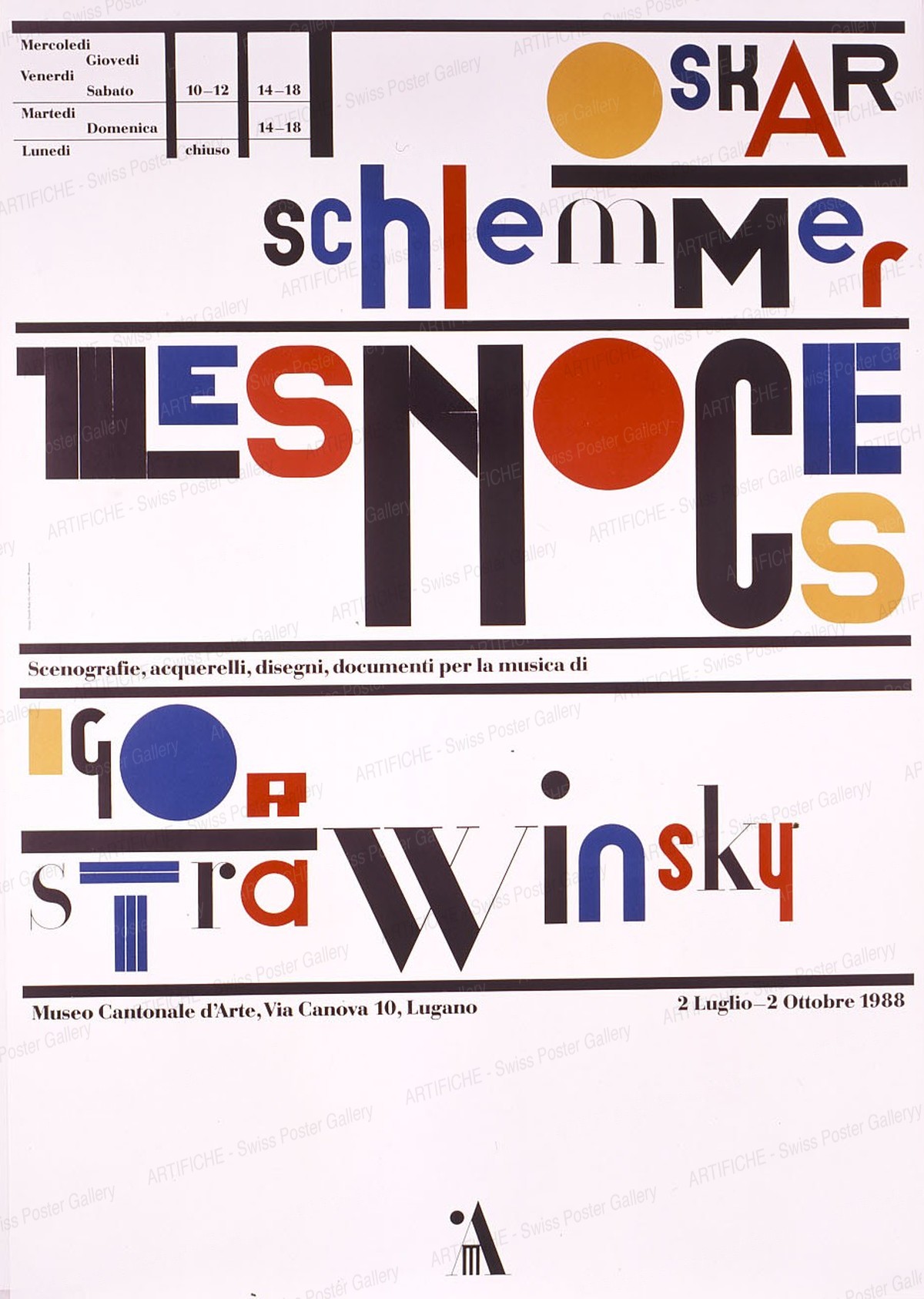 Museo Cantonale d’Arte Lugano – Oskar Schlemmer – Les Noces – Igor Strawinsky, Bruno Monguzzi