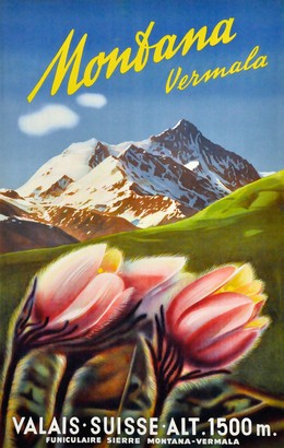 Montana Vermala – Valais Suisse Alt. 1500 m – Funiculaire Sierre-Montana-Vermala, Artist unknown