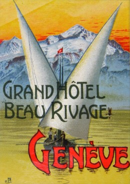 luggage hotel label, mounted; size 28 x 24 cm, Artist unknown