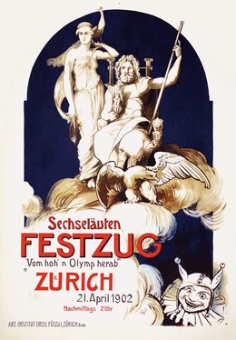 Sechseläuten Festzug – Zürich „vom hoh’n Olymp herab“, Monogram A.H.